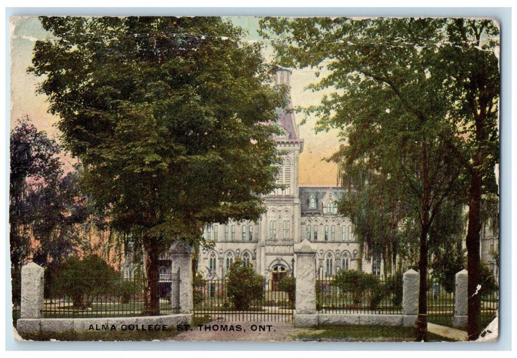 c1910 Alma College St.Thomas Ontario Canada Antique Unposted Postcard