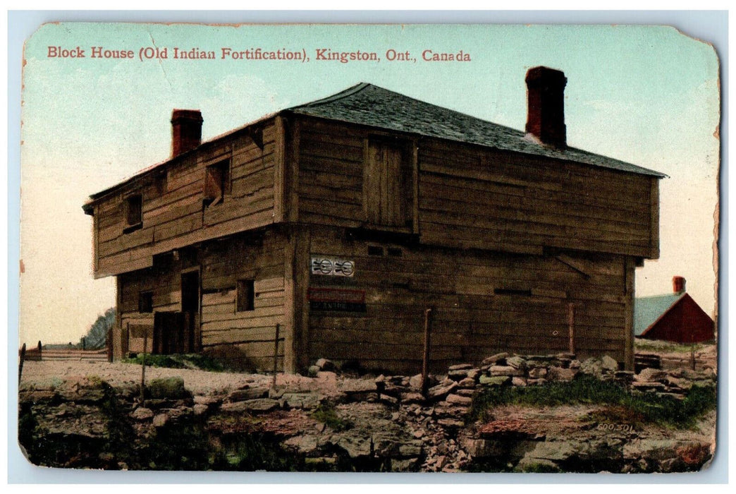 1911 Block House (Old Indian Fortification) Kingston Ontario Canada Postcard