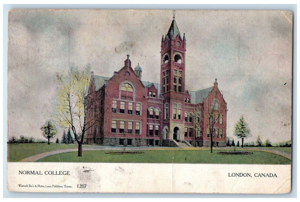 1907 Normal College Building London Ontario Canada Antique Posted Postcard