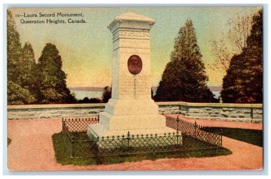 c1910 Laura Secord Monument Queenston Heights Canada Antique Unposted Postcard