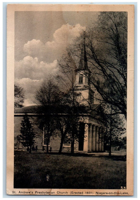 c1920's St. Andrew's Presbyterian Church Niagara on the Lake Canada Postcard