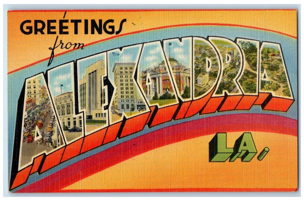 c1940 Greetings From Alexandria Los Angeles Banner Large Letter Vintage Postcard