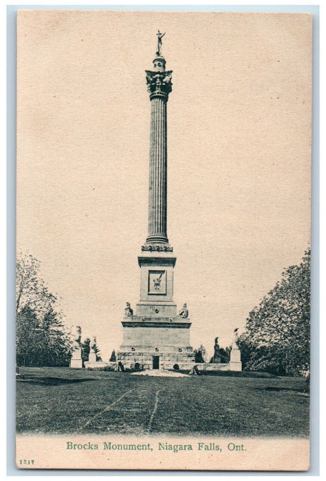 c1940's Brocks Monument Niagara Falls Ontario Canada Unposted Vintage Postcard