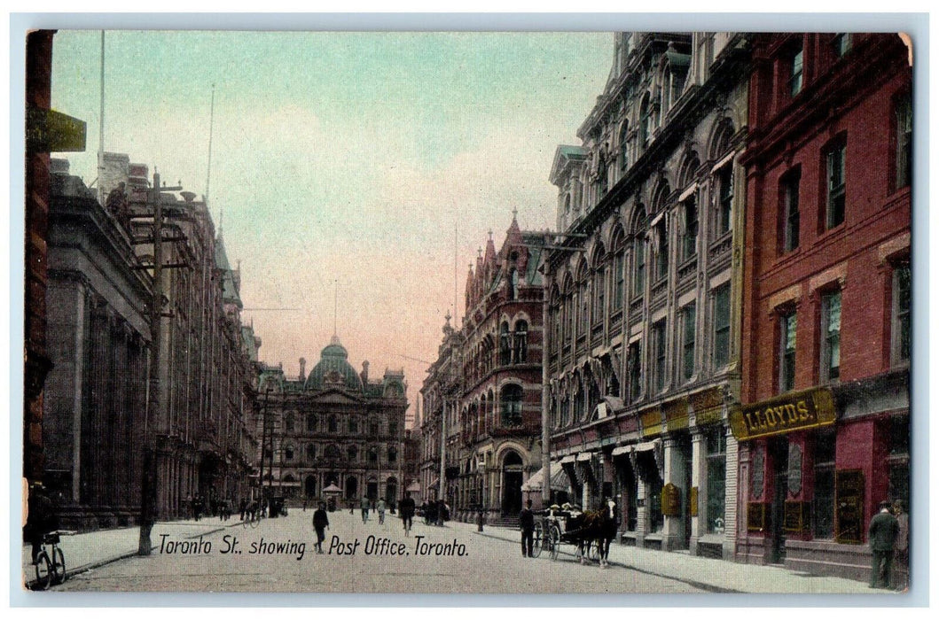 c1910 Toronto Street Showing Post Office Toronto Ontario Canada Antique Postcard