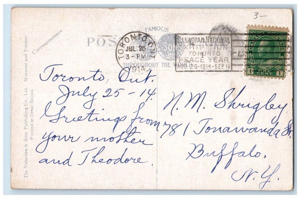 1914 Corner of Queen and Yonge Streets Toronto Ontario Canada Antique Postcard