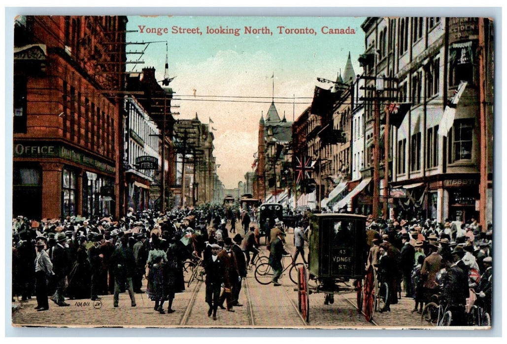 c1910 Horse Carriage at Yonge Street Toronto Ontario Canada Antique Postcard