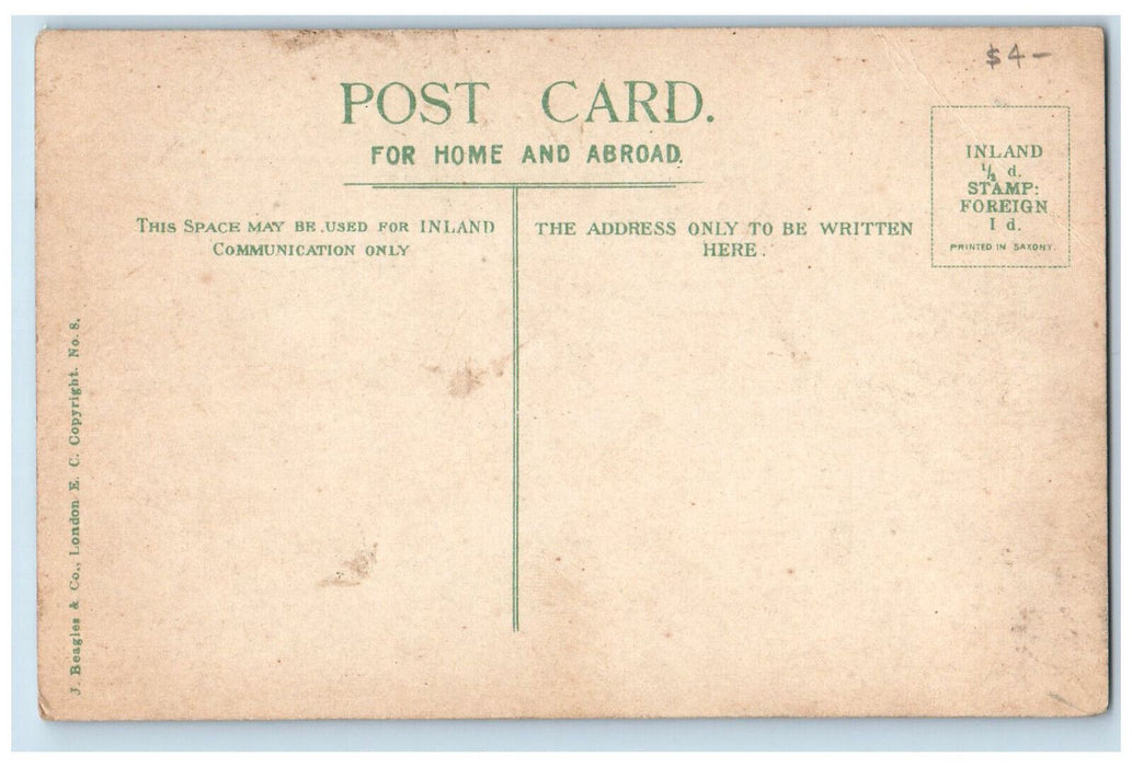 c1910 Scene of Horse Carriages Moving Near The Bank Canada Antique Postcard