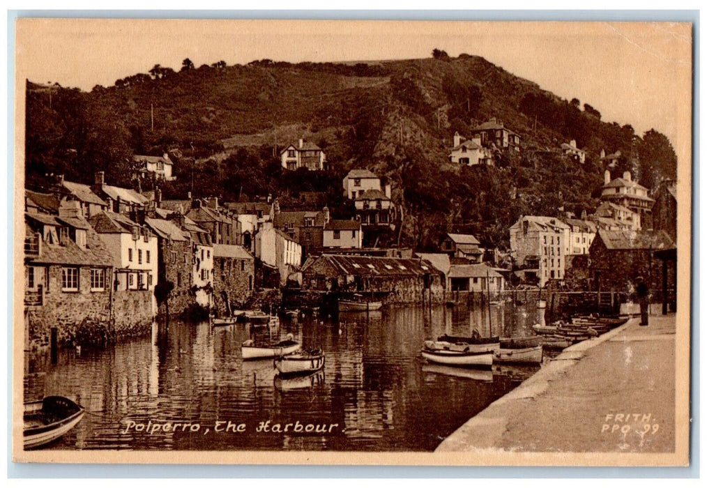 c1920's Polperro The Harbour Canada Vintage Frith's Series Antique Postcard