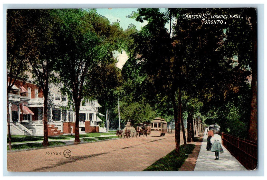 c1905 Carlton Street Looking East Toronto Canada Antique Unposted Postcard