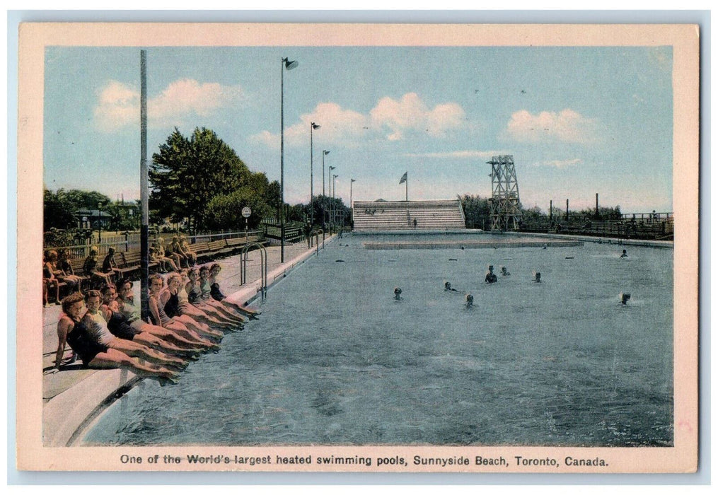 c1950's Worlds Heated Pools Sunnyside Beach Toronto Ontario Canada Postcard
