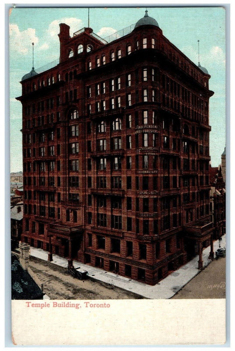 c1905 Temple Building Toronto Canada Antique Unposted Valentine & Sons Postcard