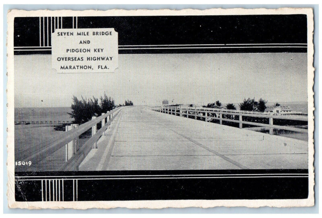 c1940 Seven Mile Bridge Pidgeon Key Overseas Highway Marathon Florida Postcard