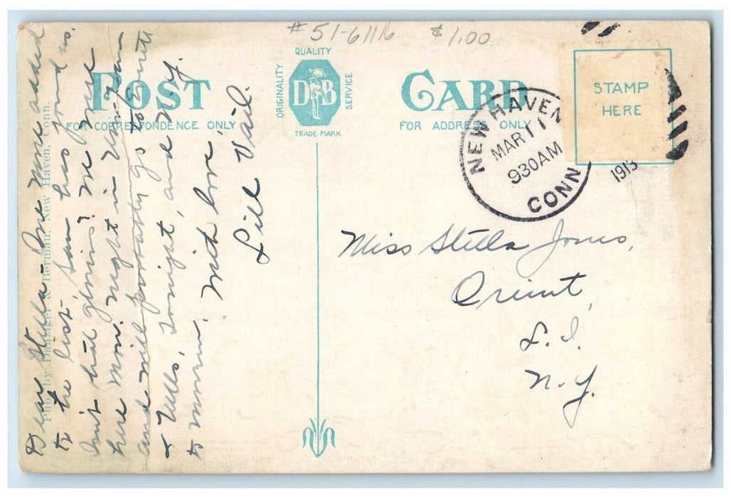 1913 Looking North Ferry St. Bridge Steamer Ship New Haven Connecticut Postcard