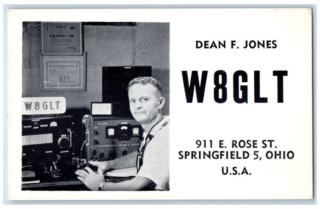 c1960 Dean F. Jones W8GLT Rose Springfield Ohio Ham Radio Operator USA Postcard