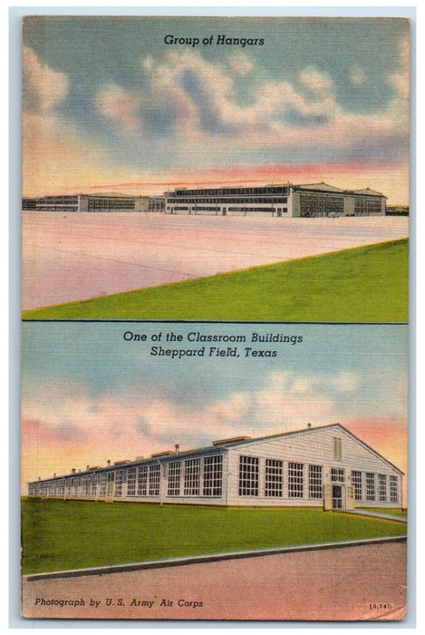 c1940 Classroom Buildings Multi-View Sheppard Field Texas TX Vintage Postcard