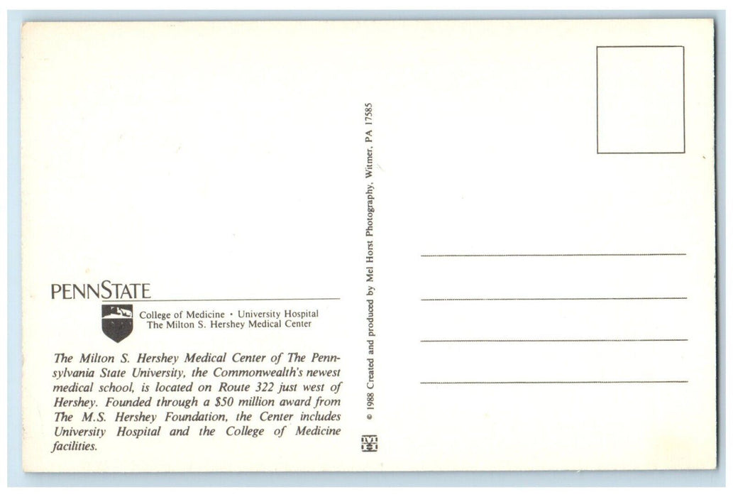 c1960 Pennstate Milton Hershey Medical Center Pennsylvania State University Post