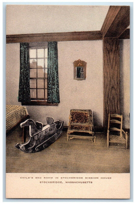 c1940 Child's Bed Room Stockbridge Mission House Interior Massachusetts Postcard