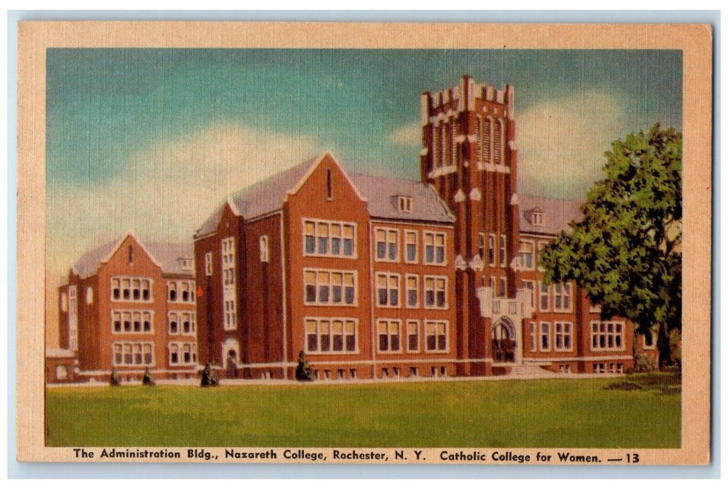 c1940 Administration Building Nazareth College Rochester New York NY Postcard