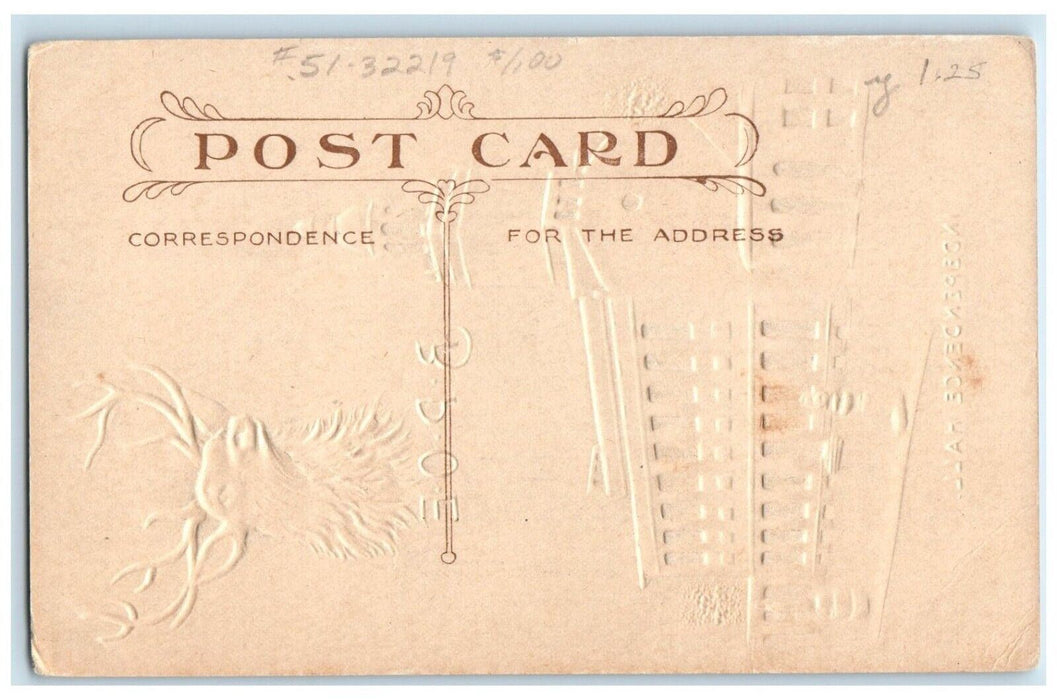 c1910 B.P.O.E Independence Hall Exterior Embossed Deer Philadelphia PA Postcard