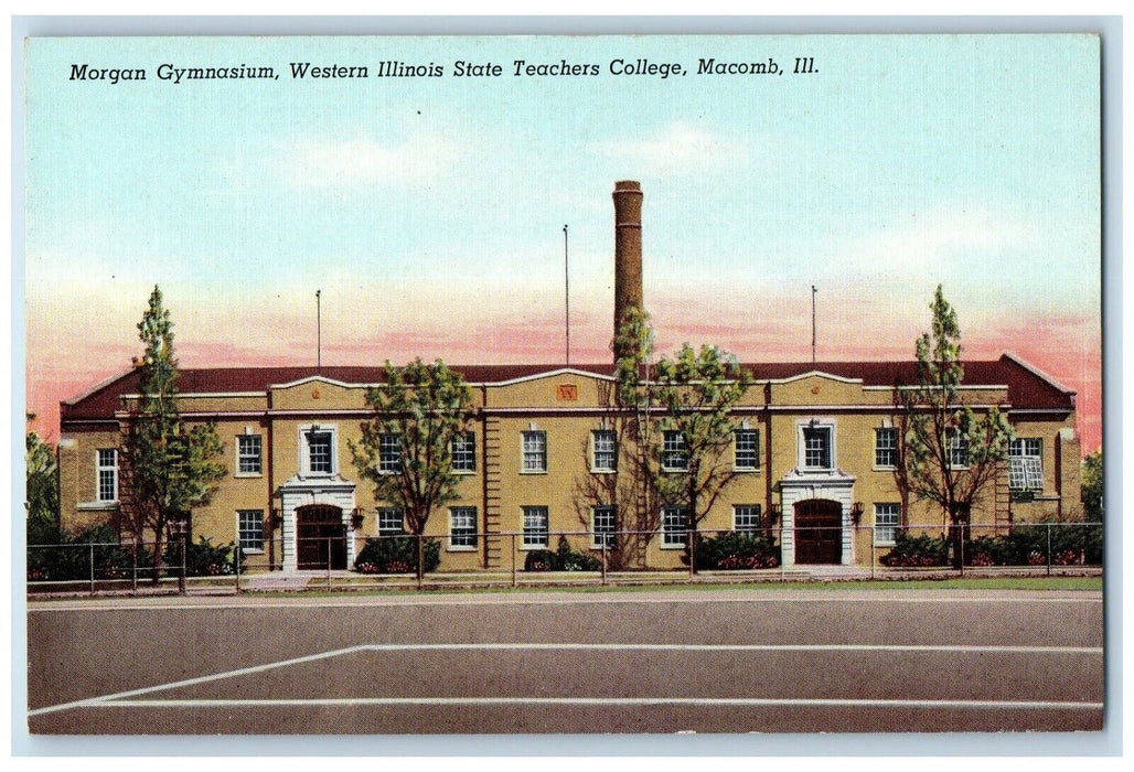 c1940 Morgan Gymnasium Western Illinois State Teachers College Macomb Postcard