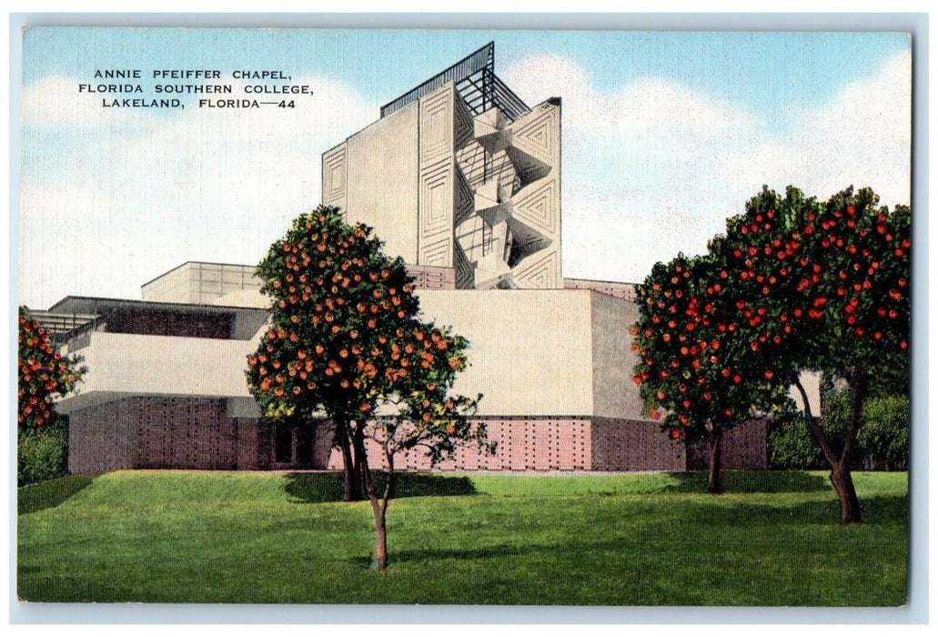 c1940 Annie Pfeiffer Chapel Florida Southern College Lakeland Florida Postcard
