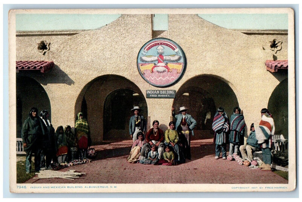 c1910 Indian Mexican Building Albuquerque New Mexico NM Vintage Antique Postcard