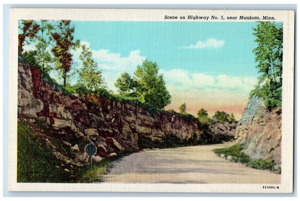 c1940 Scene Highway No 5 Road Near Mankato Minnesota MN Vintage Antique Postcard