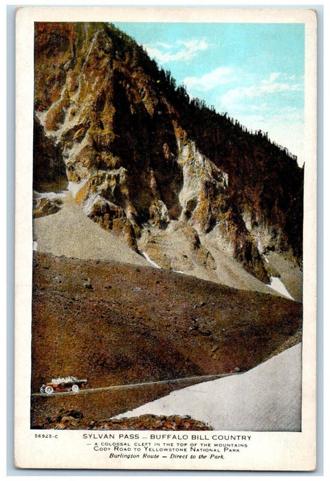 c1910 Sylvan Pass Buffalo Bill Country Burlington Route Wyoming Vintage Postcard