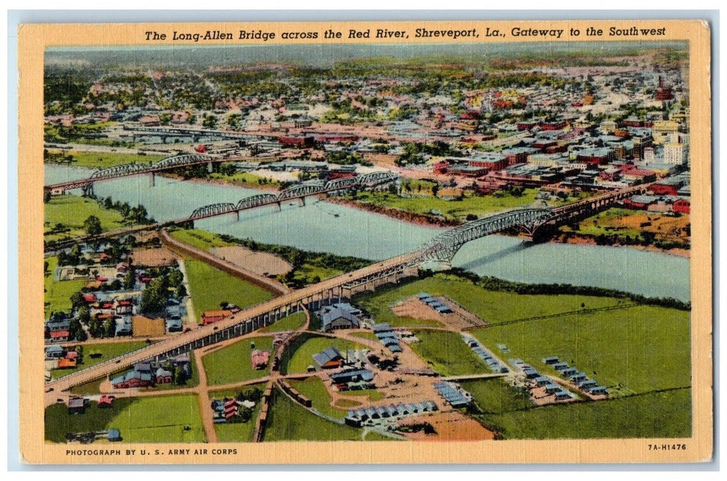 1940 Long-Allen Bridge Red River Shreveport Gateway Southwest Louisiana Postcard