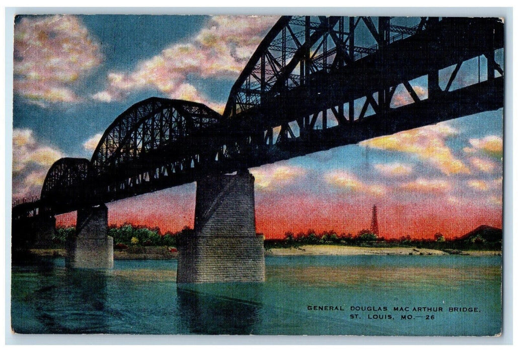 c1940 General Douglas Mac Arthur Bridge St Louis Missouri MO Vintage Postcard