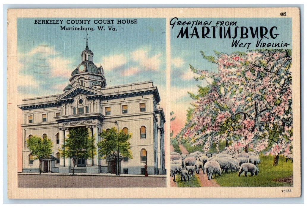 1948 Greetings From Martinsburg West Virginia W VA Multi-View Vintage Postcard