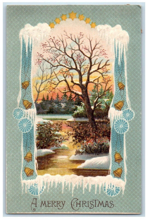 1908 Merry Christmas River And Trees Winter Laurelton Pennsylvania PA Postcard