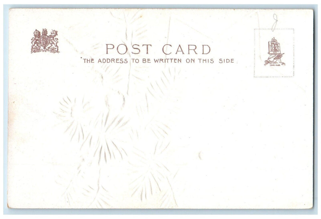 c1905 Christmas Pine Cone Candle Light Star Church Winter Embossed Postcard