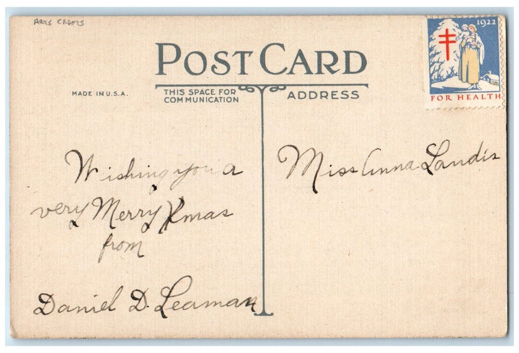 c1910's Christmas Arts Crafts House Pine Trees Winter Posted Antique Postcard