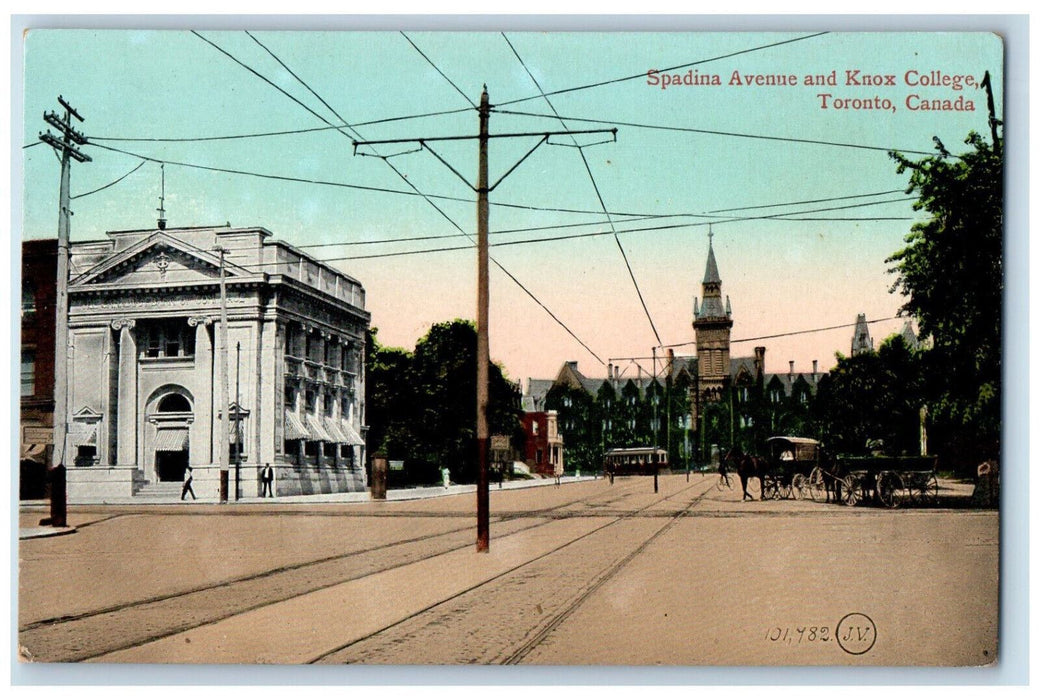 c1910 Spadina Avenue and Knox College Toronto Ontario Canada Unposted Postcard