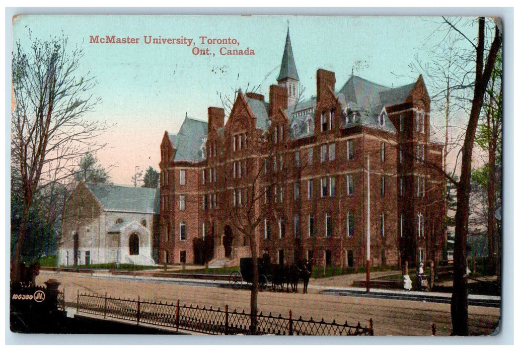 1912 McMaster University Toronto Canada Horse Carriage Expo Stamp Postcard