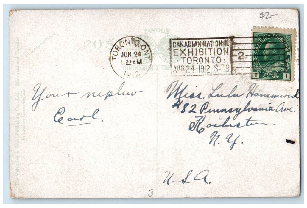 1912 McMaster University Toronto Canada Horse Carriage Expo Stamp Postcard