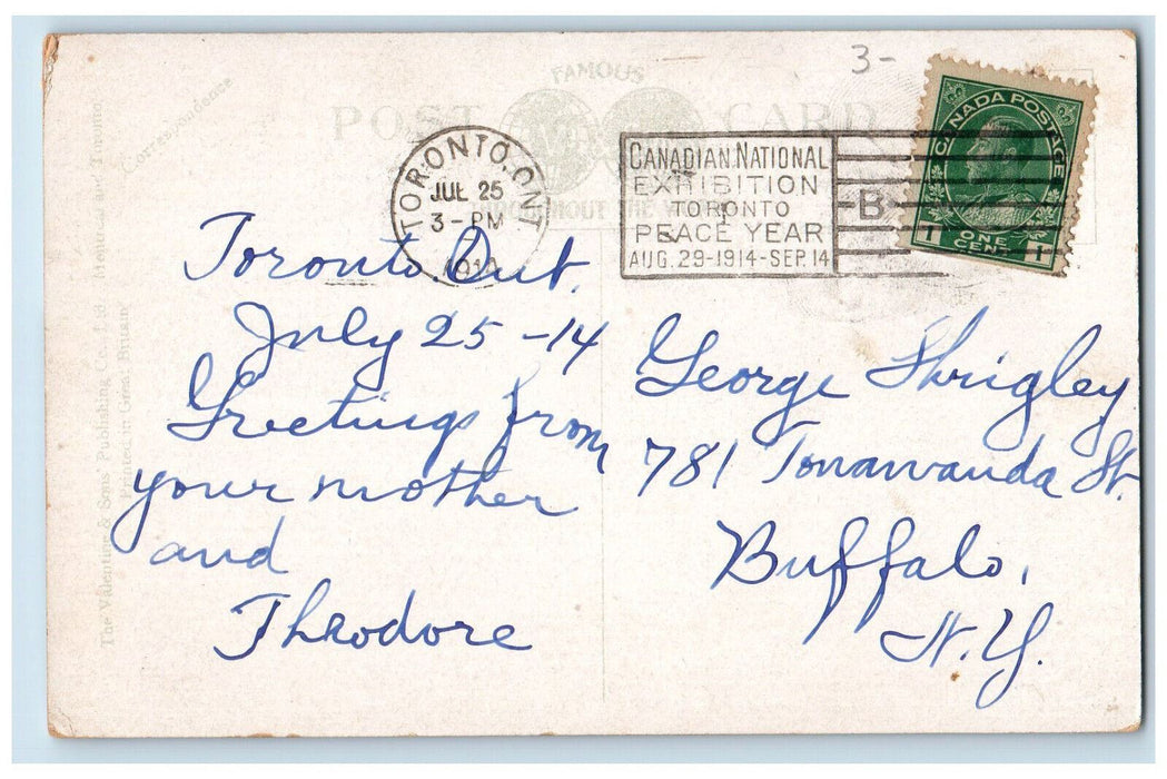 1914 The Bank of Toronto Bay Street Toronto Ontario Canada Expo Stamp Postcard