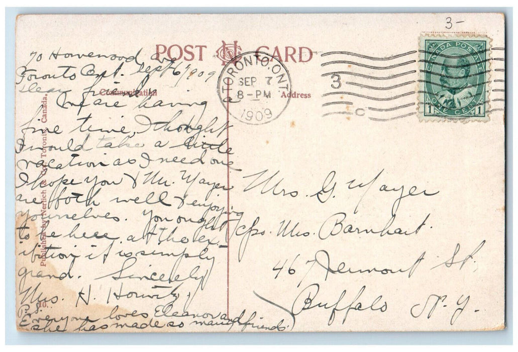 1909 King & Yonge Streets Toronto Ontario Canada Crowd Bikers Antique Postcard