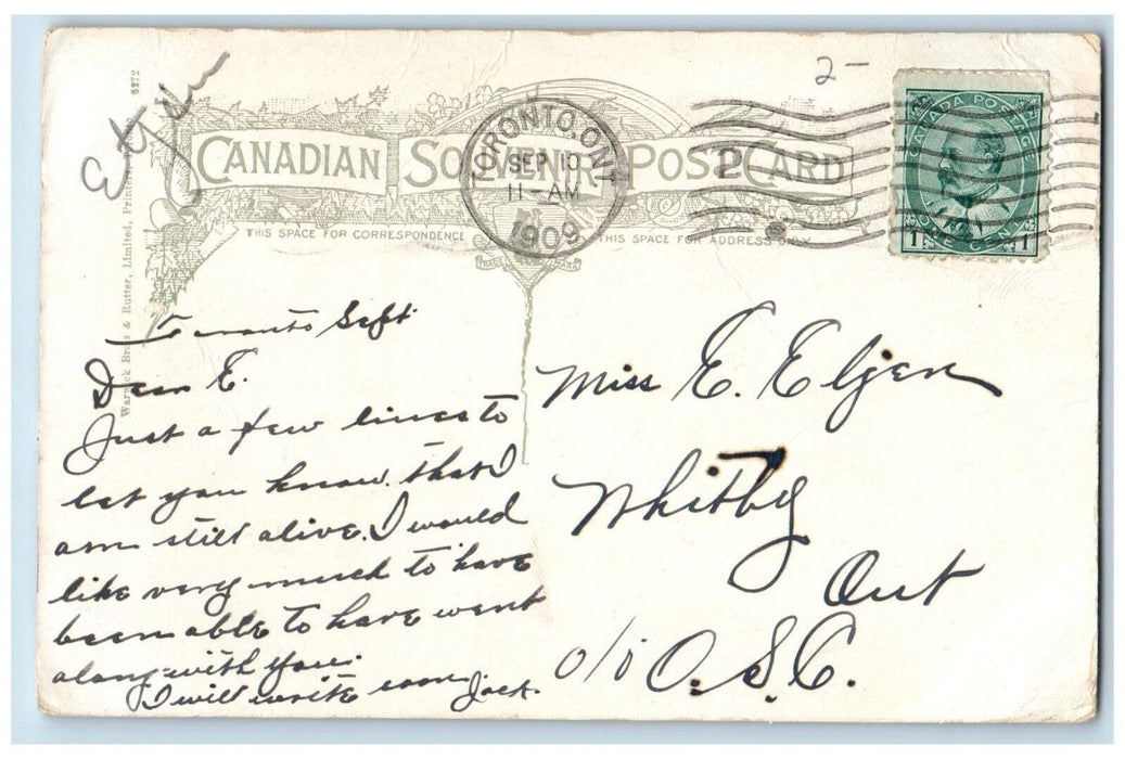 1909 Toronto Bible Training School Toronto Ontario Canada Posted Postcard