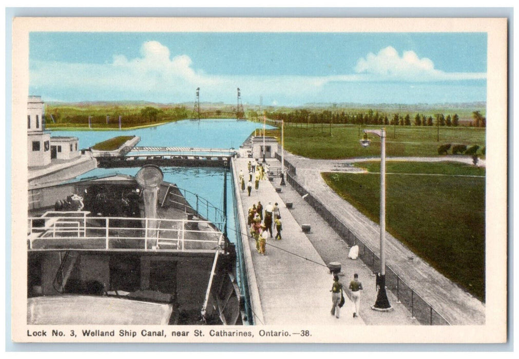 c1940's Lock No. 3 Welland Ship Canal Near St. Catharines Ontario Postcard