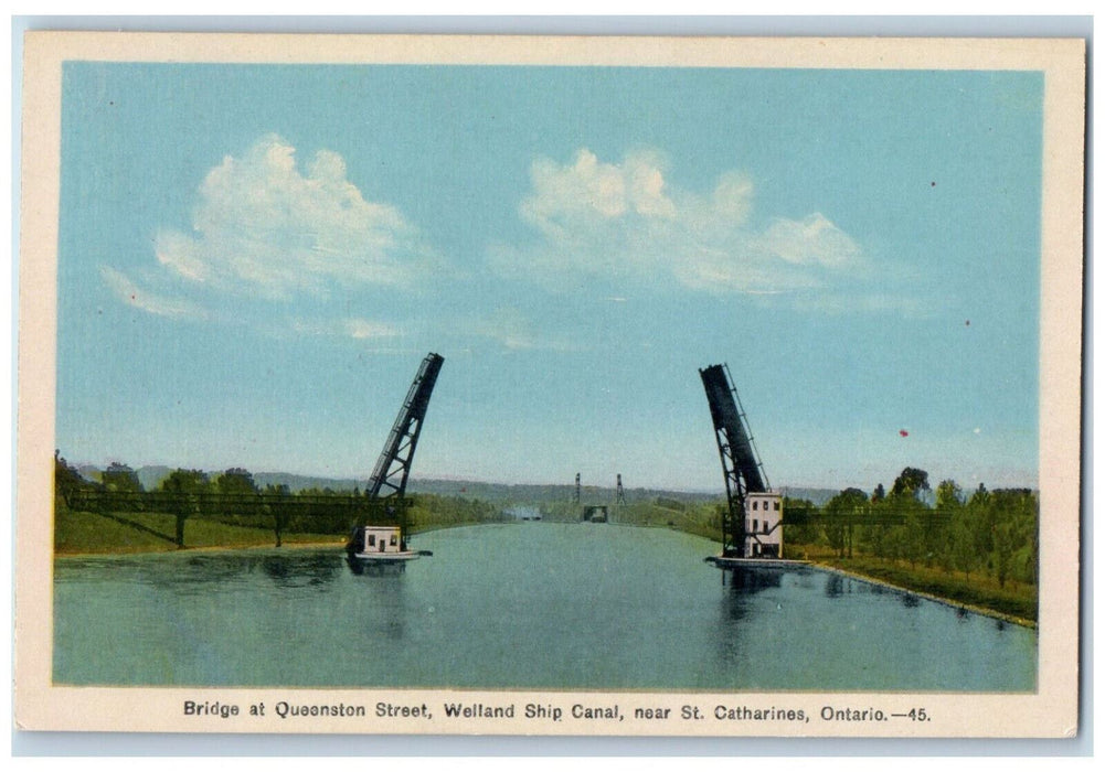 1939 Bridge at Queenston Street Welland Ship Canal St. Catharines Postcard