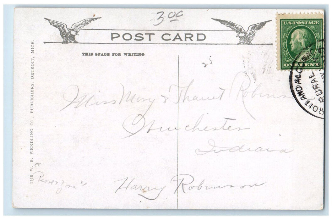 Steamer Ship Western States On Lake Michigan Detroit Algonac MI Antique Postcard
