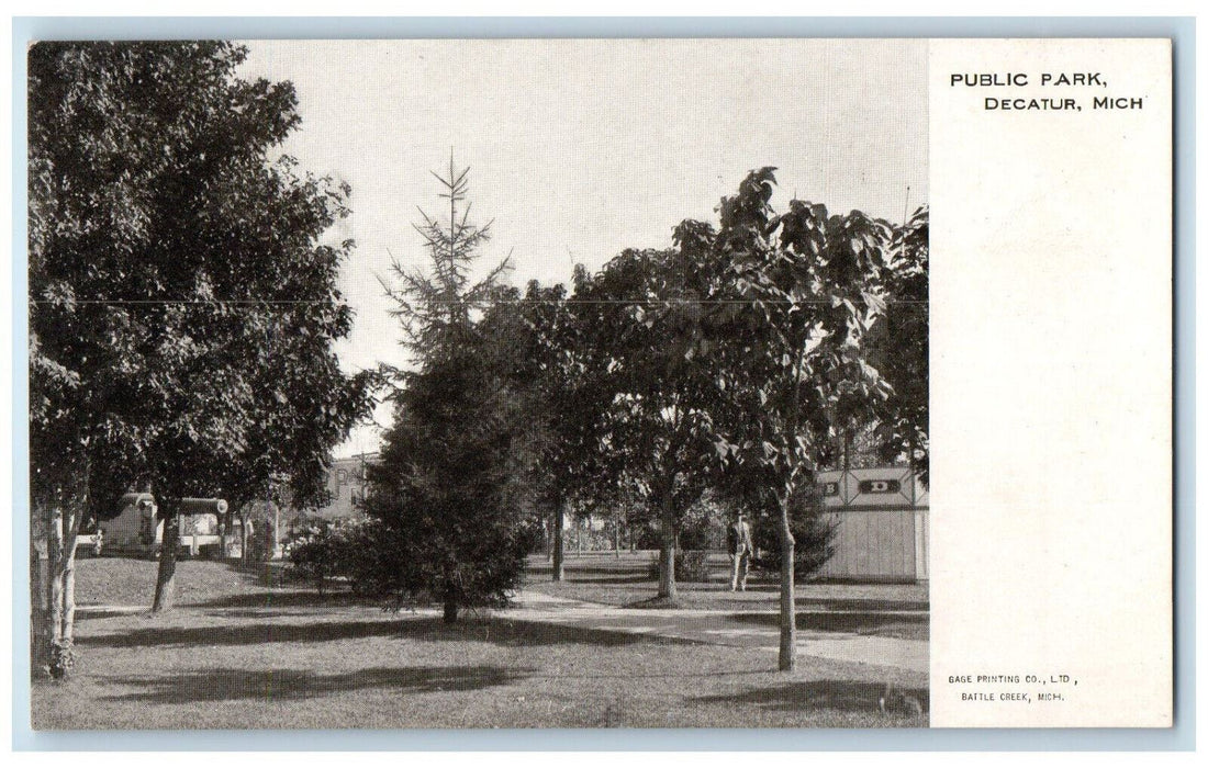 c1905 Public Park Garden Trees Scene Decatur Michigan MI Antique Postcard