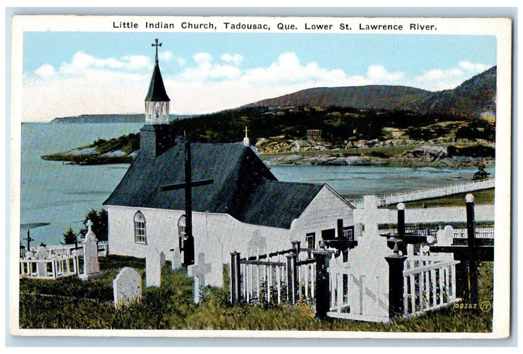 c1920's Little Indian Church Tadoussac Quebec Lower St. Lawrence River Postcard