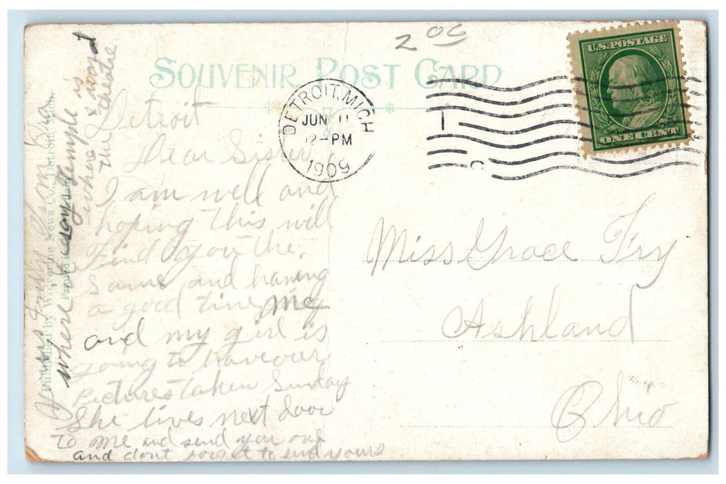 1909 Monroe Avenue And Cadillac Square Detroit Michigan MI Antique Postcard