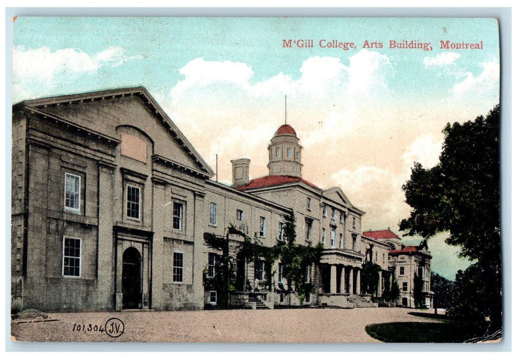 c1910 M'Gill College Arts Building Montreal Quebec Canada Posted Postcard