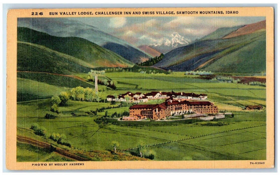 c1940 Sun Valley Lodge Challenger Inn Swiss Village Sawtooth Idaho ID Postcard
