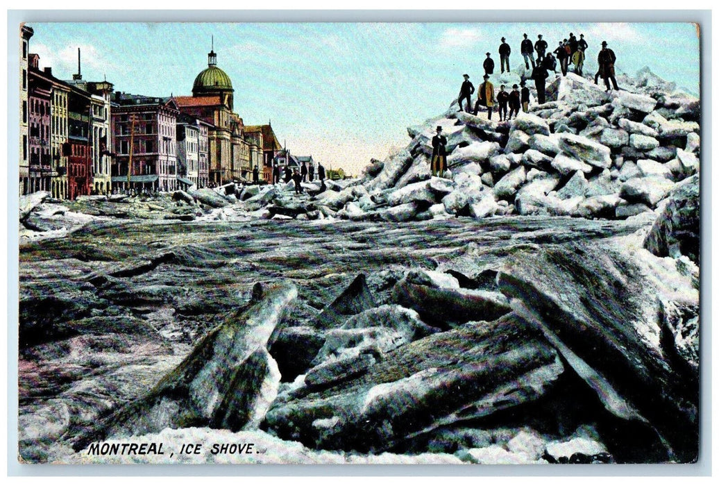 c1910 Ice Shove at Montreal Quebec Canada Antique Unposted Postcard