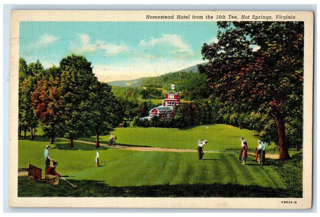 1913 Homestead Hotel From The 18th Hot Springs Virginia VA, Golfing Postcard